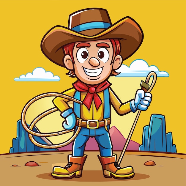 una caricatura de un vaquero con un lazo y un lazo