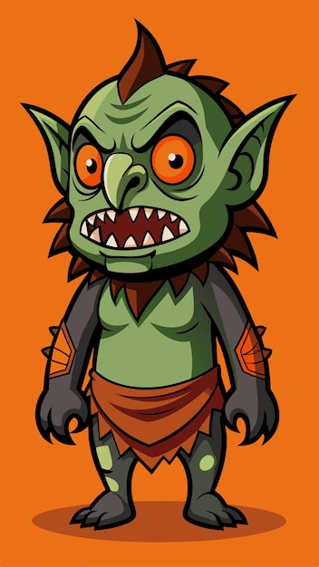 una caricatura de un zombi verde con un fondo rojo