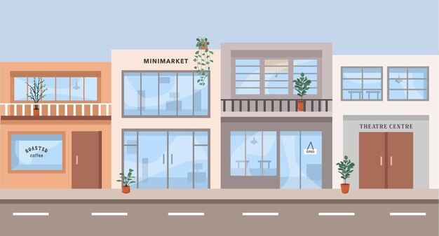 una caricatura de una zona comercial