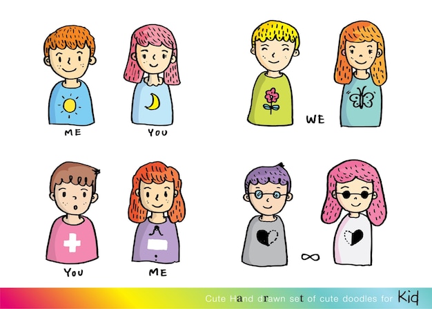 caricaturas bonitas personas vectoriales de caricaturas caras de niños y niñas