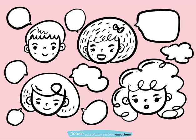 caricaturas bonitas personas vectoriales de caricaturas caras de niños y niñas