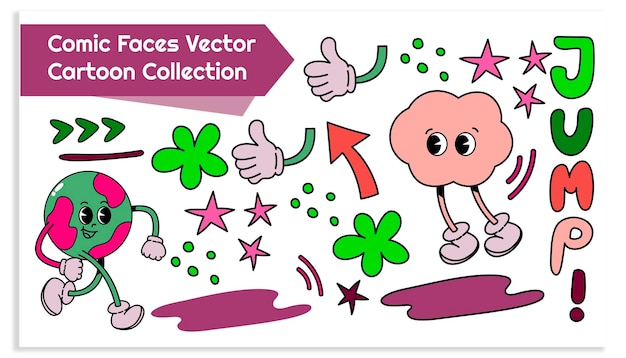 caricaturas de caricaturas vectoriales conjunto de iconos
