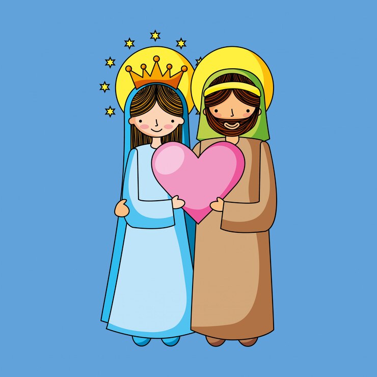 Vector caricaturas cristianas santa familia