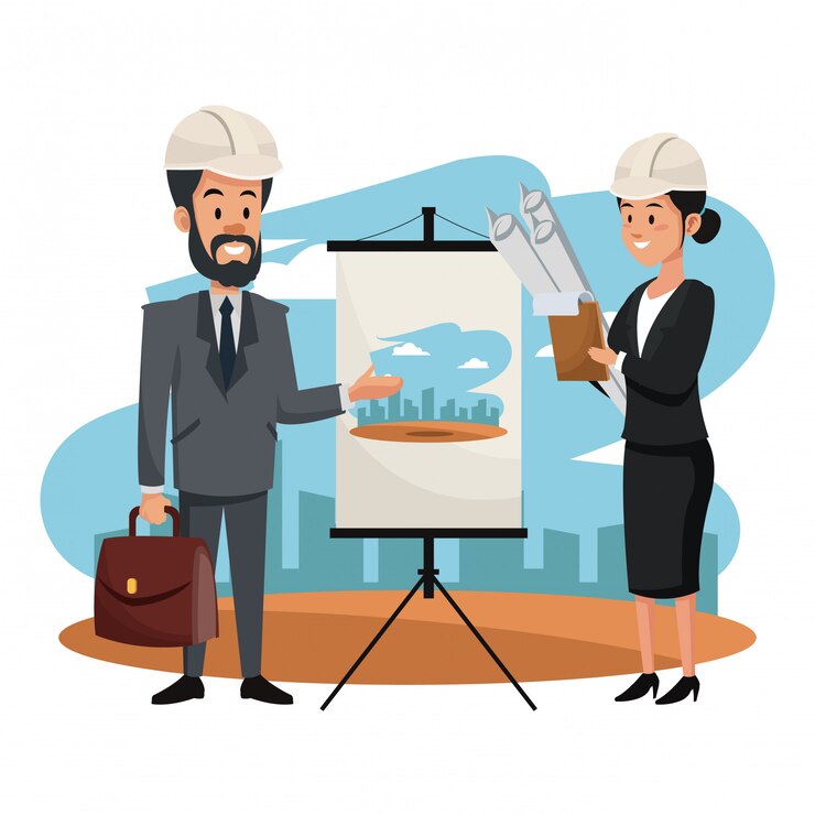 Vector en caricaturas de la zona de construcción