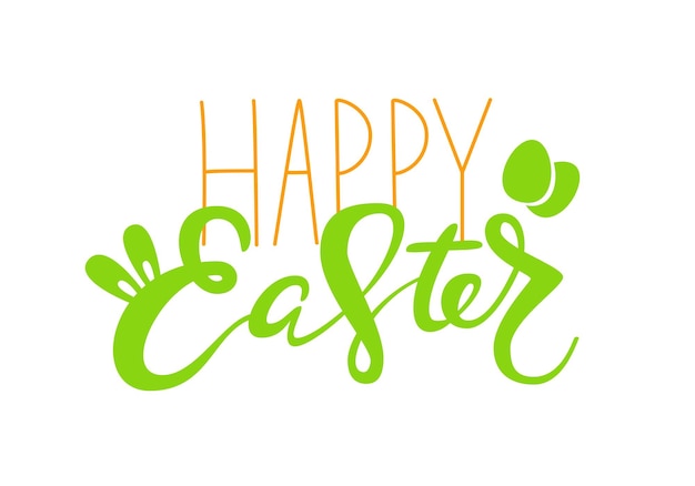 Cariñosa cita con letras de Feliz Pascua con orejas de conejo y huevos