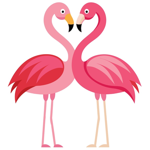 Cariñosa pareja de flamencos rosados haciendo el corazón vacaciones de verano fondo de flamenco