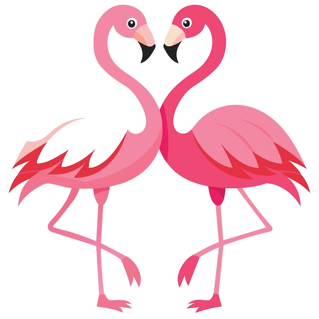 Cariñosa pareja de flamencos rosados haciendo el corazón vacaciones de verano fondo de flamenco