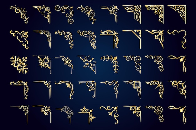 Cariñosas esquinas de borde floral vectorial
