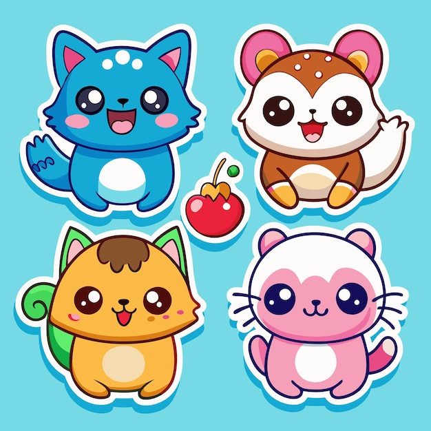 Cariñosas pegatinas de animales Amigos adorables de gatos para su teléfono