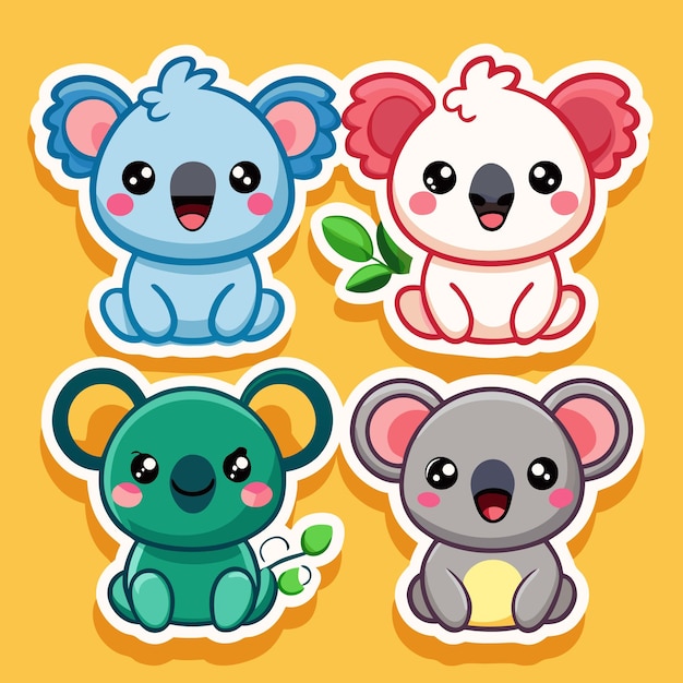 Cariñosas pegatinas de koala con expresiones felices