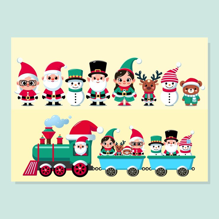 Cariñosos personajes navideños Decoración navideña Invitación navideña Festa de fondo