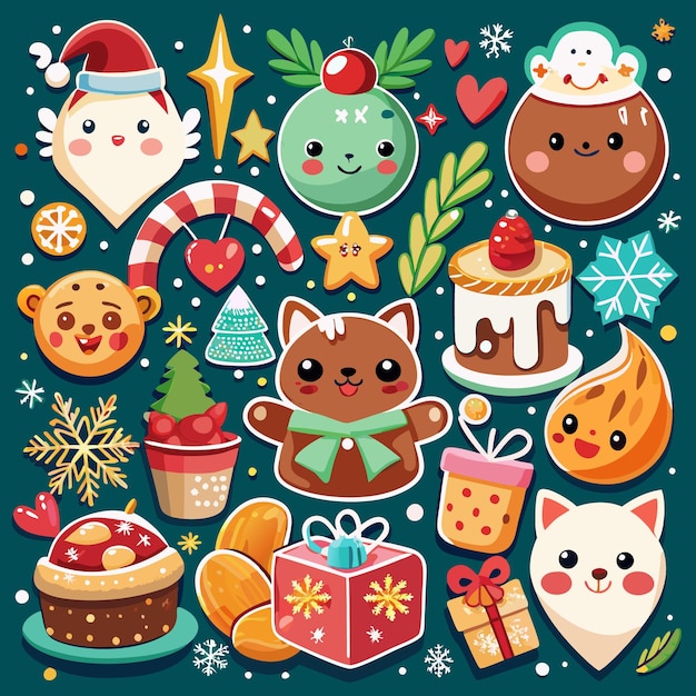 Cariñosos personajes navideños y golosinas festivas