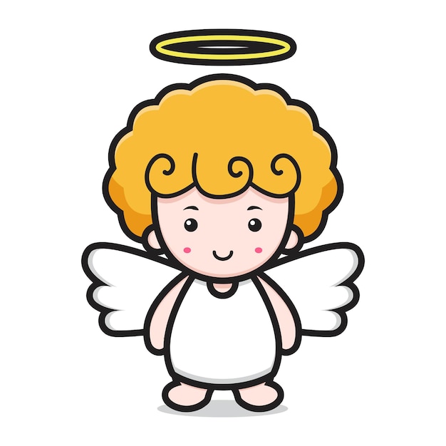 Carita de sonrisa de personaje de dibujos animados lindo ángel