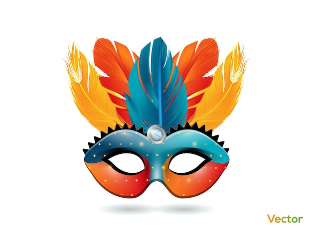 Carnaval brasileño celebración festival pluma máscara diseño eps vector