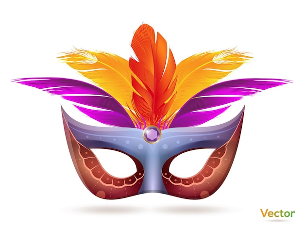 Vector carnaval brasileño celebración festival pluma máscara diseño eps vector