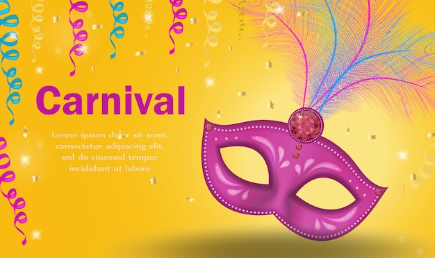 Carnaval brillante Plantilla de mascarada para su diseño con plumas de máscara. Carnaval Veneciano