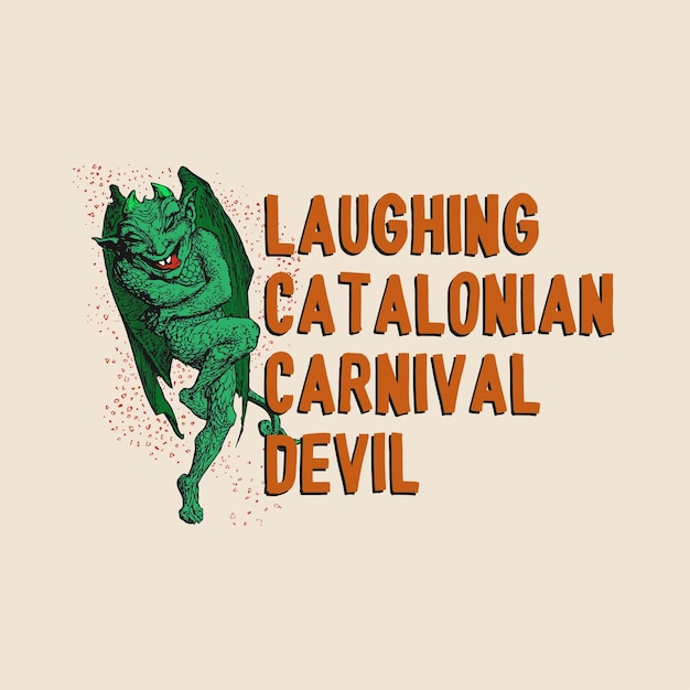 Carnaval catalán demonio diablo viejo retro vintage ilustración cartel plantilla diseño vector elemento