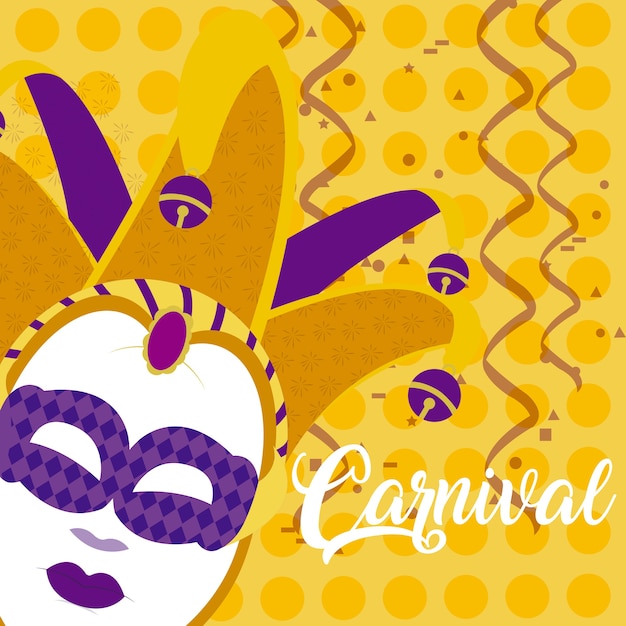 Carnaval con máscara y confeti