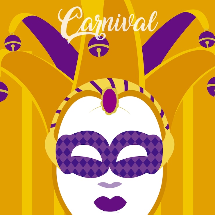Vector carnaval con máscara y confeti