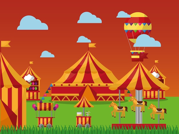 carnaval parque de atracciones carpa circo en el vuelo
