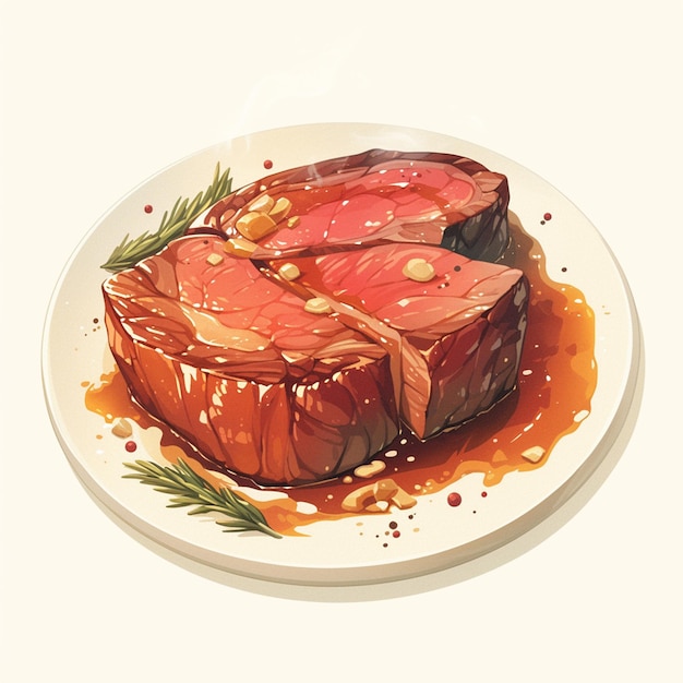 Vector carne de res carbonizada con salsa de setas