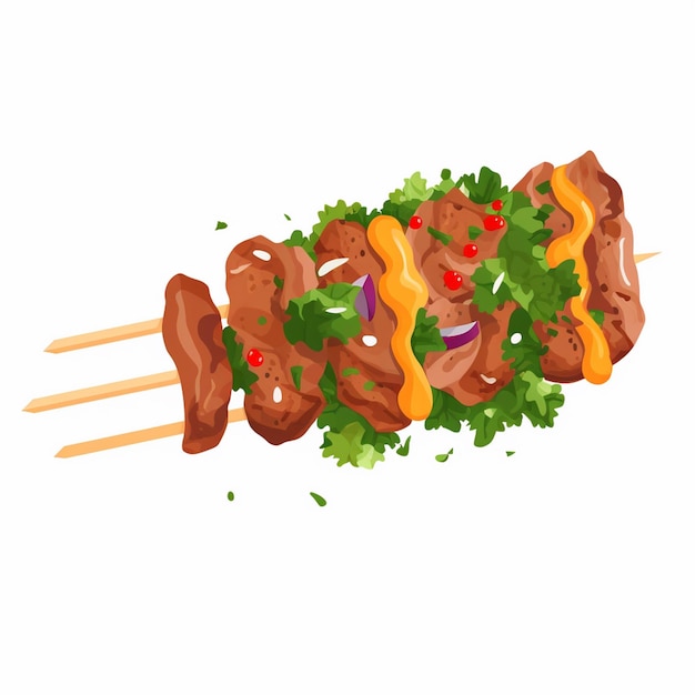carne de res a la parrilla vector kebab comida comida restaurante ilustración aislada pollo a la grilla