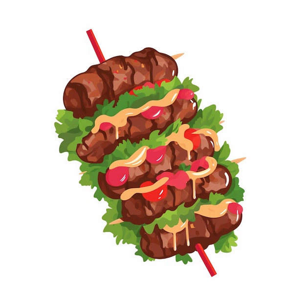 carne de res a la parrilla vector kebab comida comida restaurante ilustración aislada pollo a la grilla