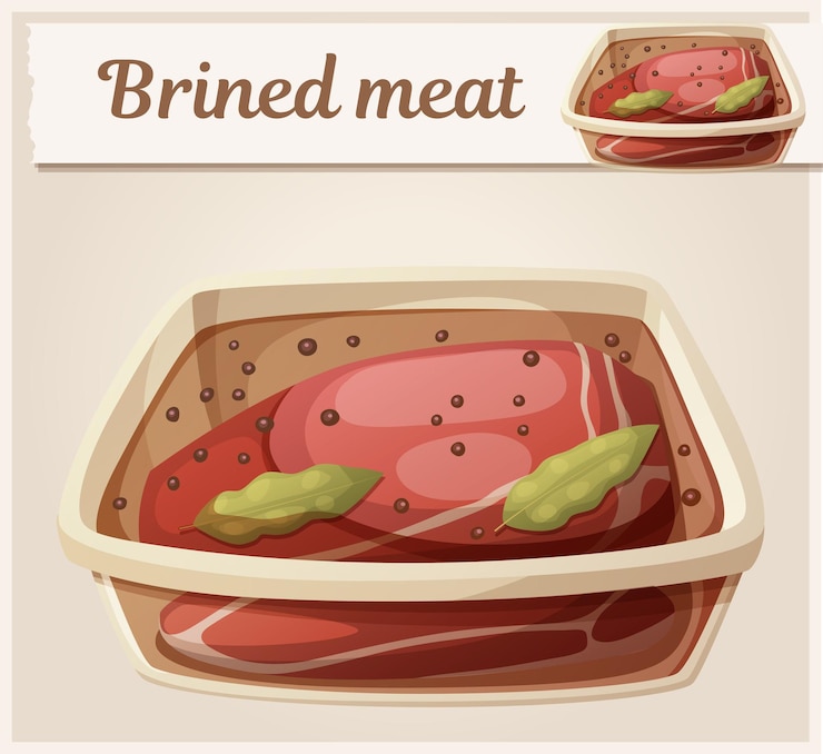 Vector carne en salmuera para icono de barbacoa ilustración vectorial de dibujos animados serie de alimentos y bebidas e ingredientes para cocinar