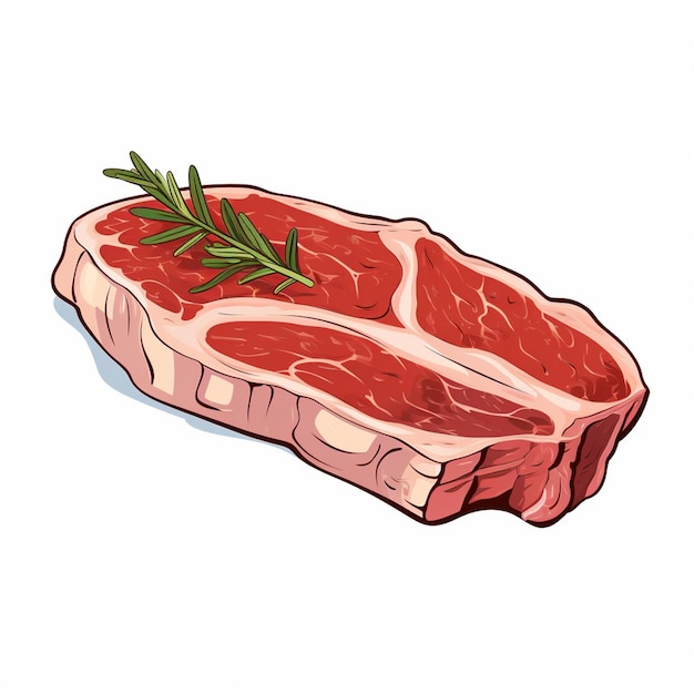 Vector carne vector de alimentos carne de res ilustración restaurante aislado filete barbacoa carne de cerdo harina de huesos ico