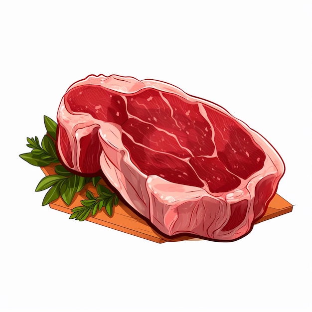 Vector carne vector de alimentos carne de res ilustración restaurante aislado filete barbacoa carne de cerdo harina de huesos ico