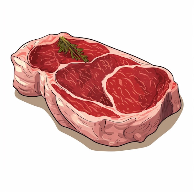 Vector carne vector de alimentos carne de res ilustración restaurante aislado filete barbacoa carne de cerdo harina de huesos ico
