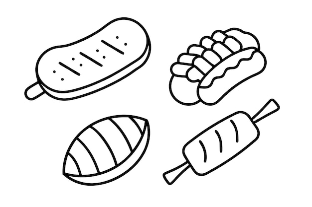Carnes a la parrilla Arte de línea Dibujos minimalistas detallados y elegantes