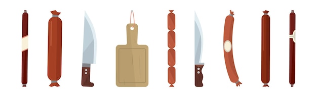 Carnicería Tienda de productos de carne fresca Vector Set Alimentación y mercado Gastronomía