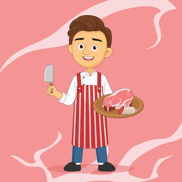 Carnicero profesional con carne