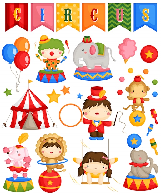 Vector carnival circus vector set