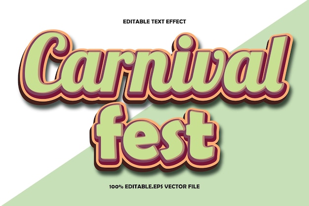 Carnival Fest Editable Text Effect 3D Relieve Gradiente Estilo