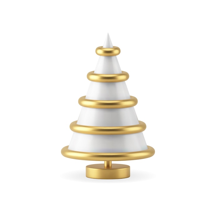Vector caro ternura árbol de navidad de cristal blanco decorado con anillos dorados metálicos diseño de lujo