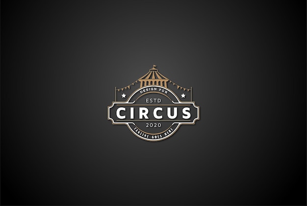 Carpa Circo Retro Vintage Insignia Etiqueta Emblema Etiqueta Insignia Diseño Vector