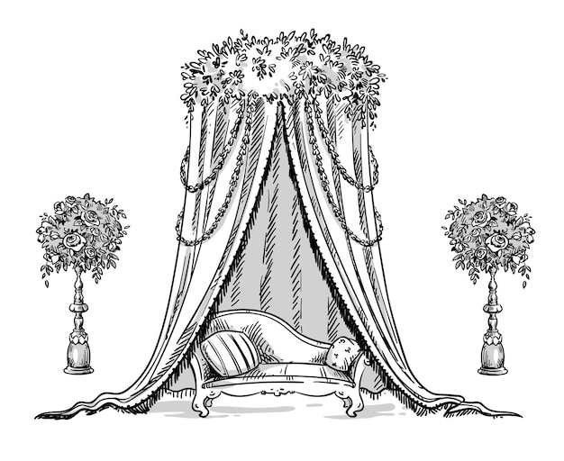 Carpa decorativa tradicional para una fiesta o boda, estilo indio, ilustración vectorial