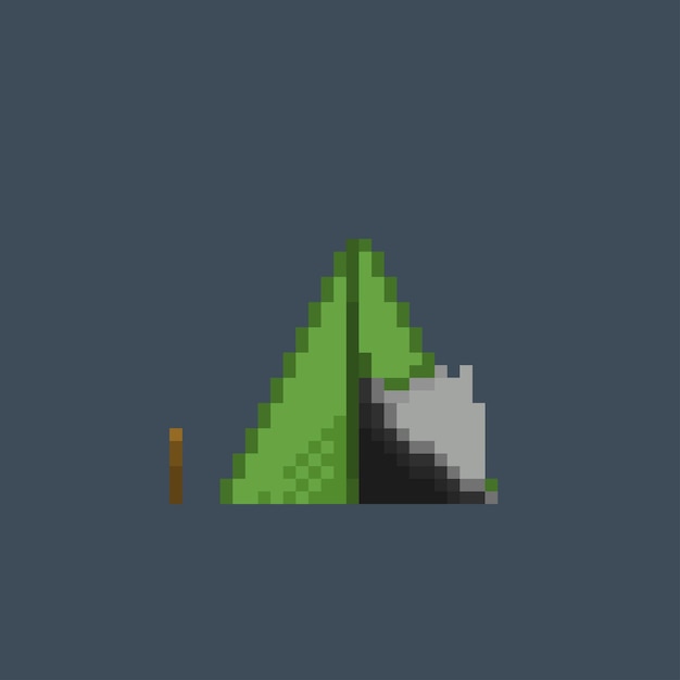 una carpa en estilo pixel art