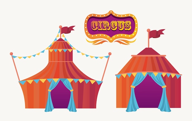 Carpas de circo e ilustración de icono de entretenimiento de banner