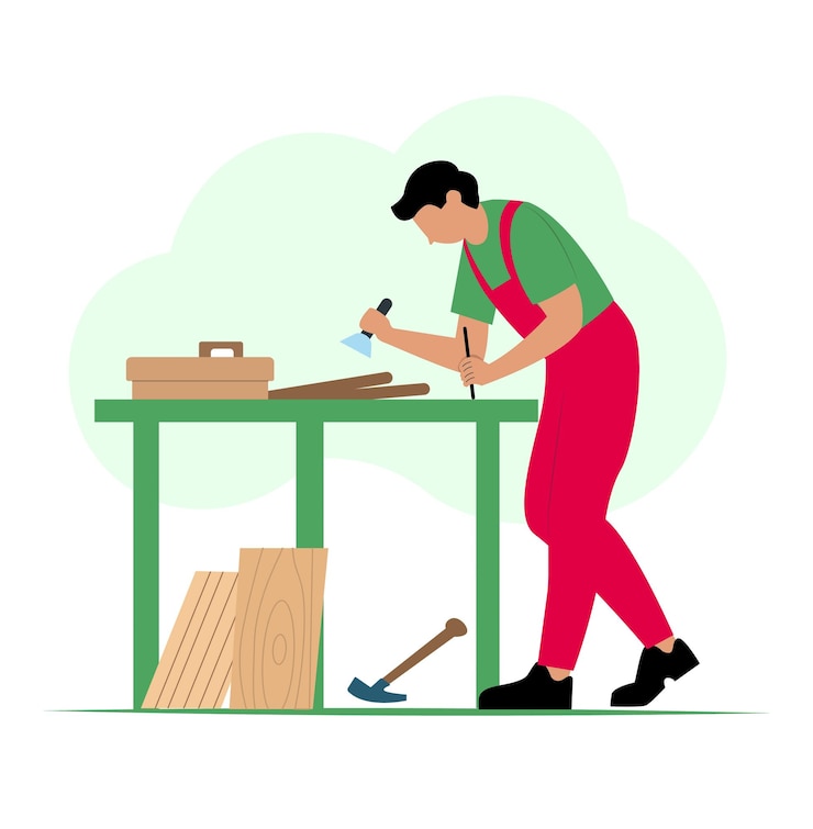 Vector carpenter making table