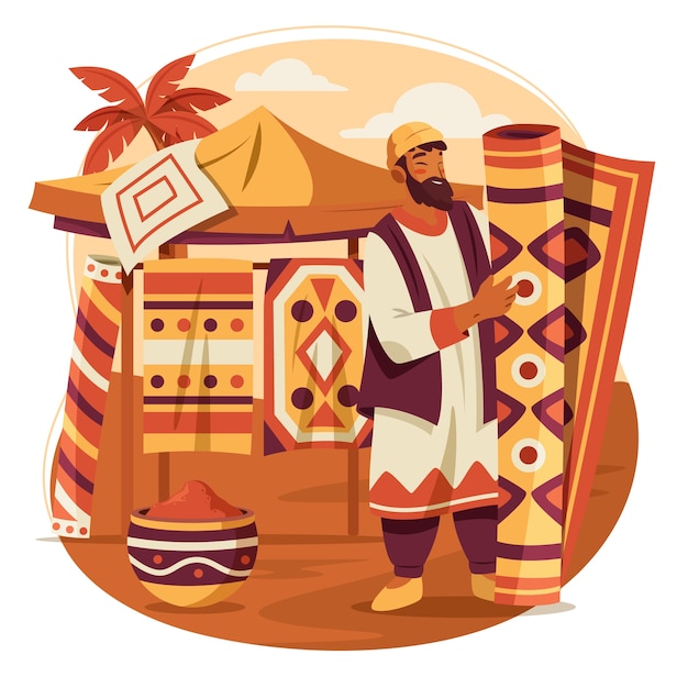 Carpet seller in the desert marketplace