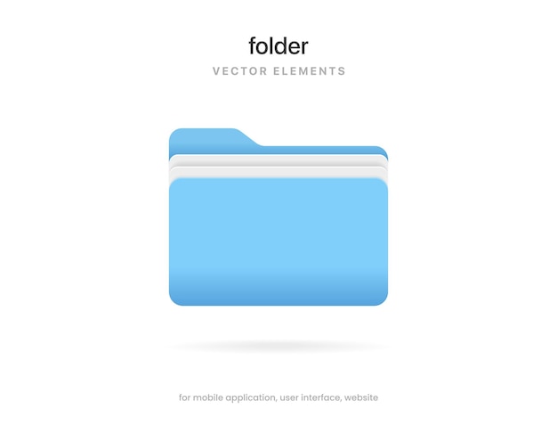 carpeta 3d, documento, carta, archivo, símbolo de signo de icono de carpeta para la interfaz de usuario del sitio web de la aplicación móvil