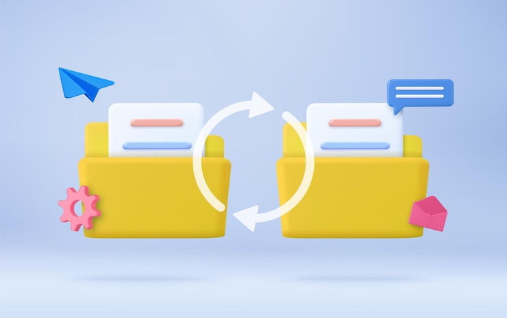 Vector carpeta amarilla con archivos
