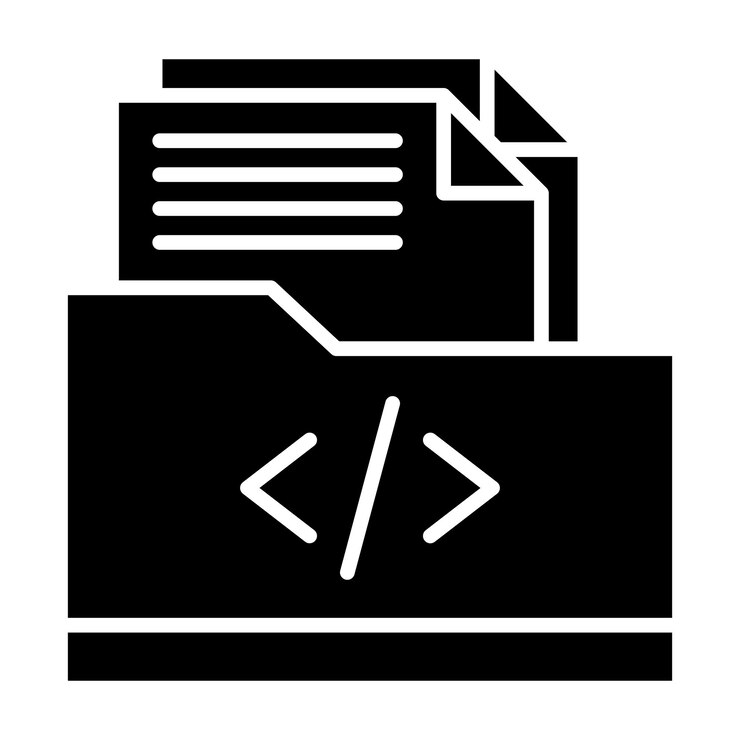 Vector carpeta de codificación ilustración en negro sólido de glifo