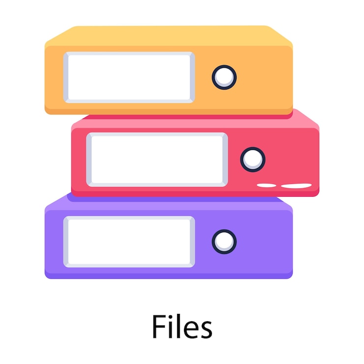 Vector una carpeta colorida con los archivos de word.
