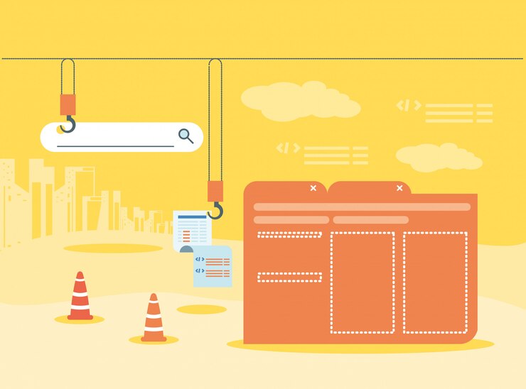 Vector carpeta de datos con página web bajo construcción