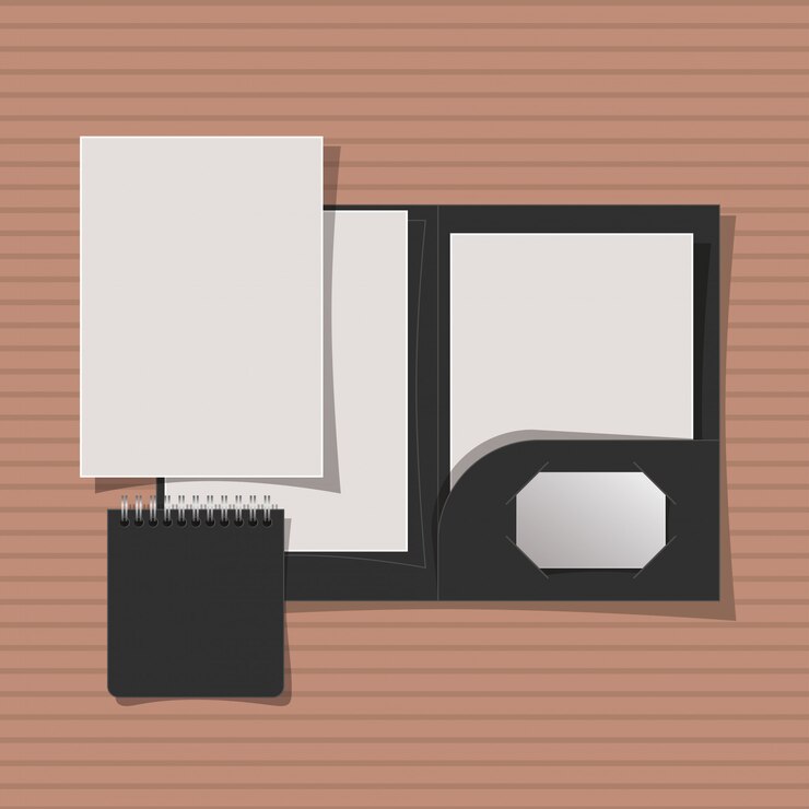Vector carpeta de maquetas y cuaderno