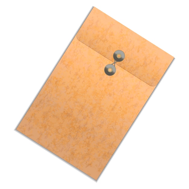 Carpeta marrón detallada realista para papel y documento aislado sobre un fondo blanco.